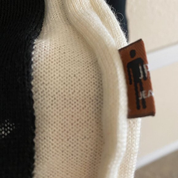 Vintage JPG's Jeans Black and White Contrast Turtleneck Sweater, Size I48 or M - Picture 5 of 11